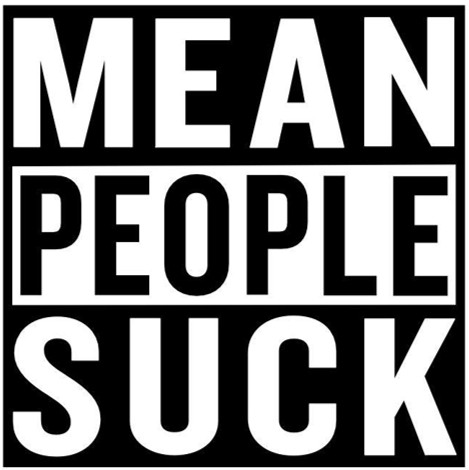 A bumper sticker reading 'mean people suck'